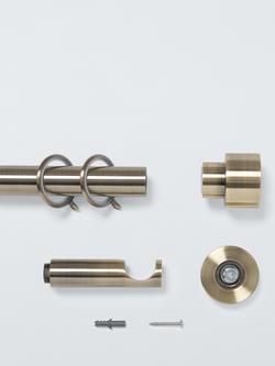 John Lewis Fixed Metal Curtain Pole Kit with Stud Finial, Dia.28mm - view 2, Antique Brass