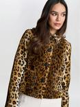 Gina Bacconi Madelyn Leopard Faux Fur Jacket, Brown