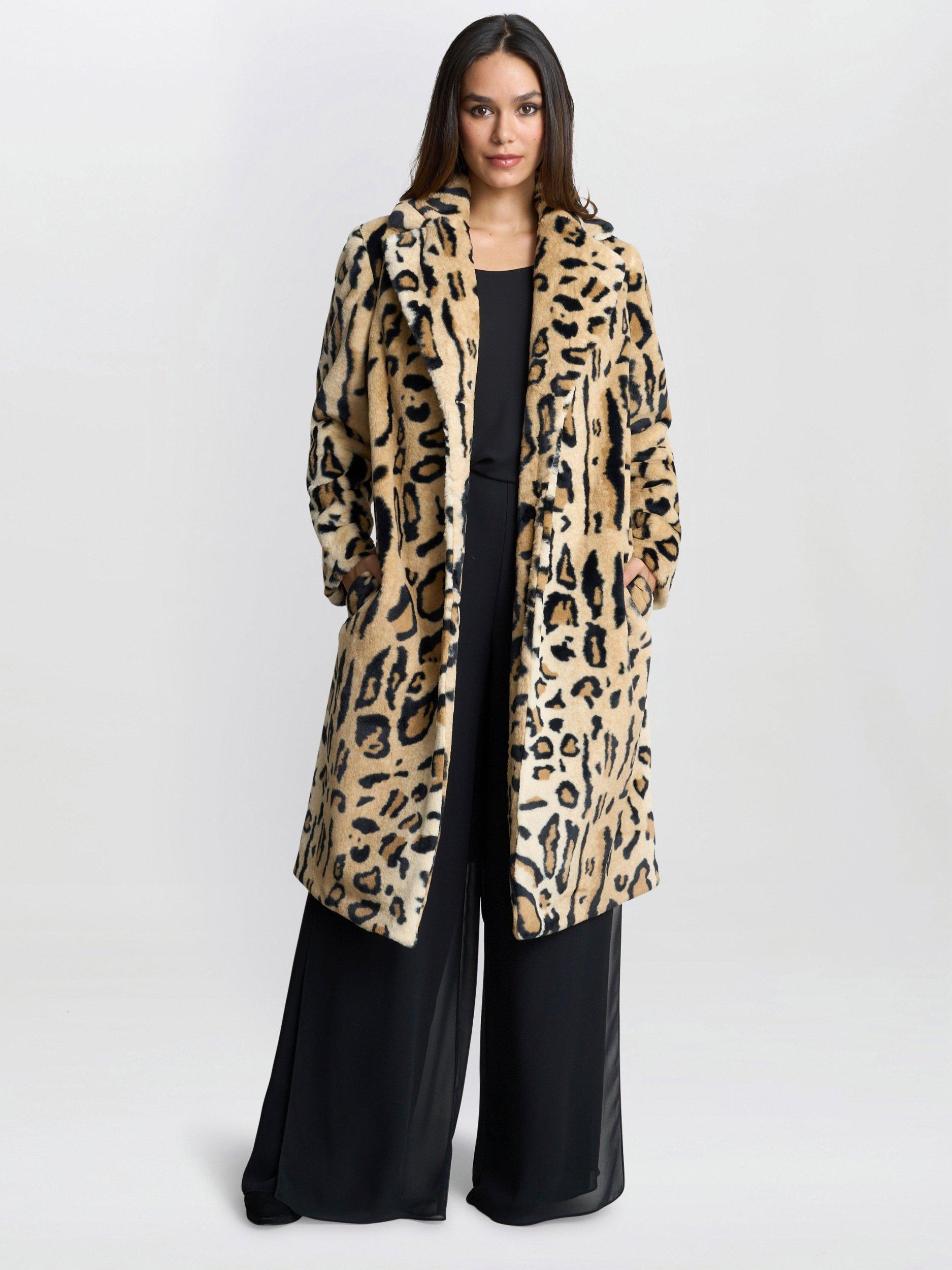 Gina Bacconi Madison Faux Fur Leopard Coat Multi