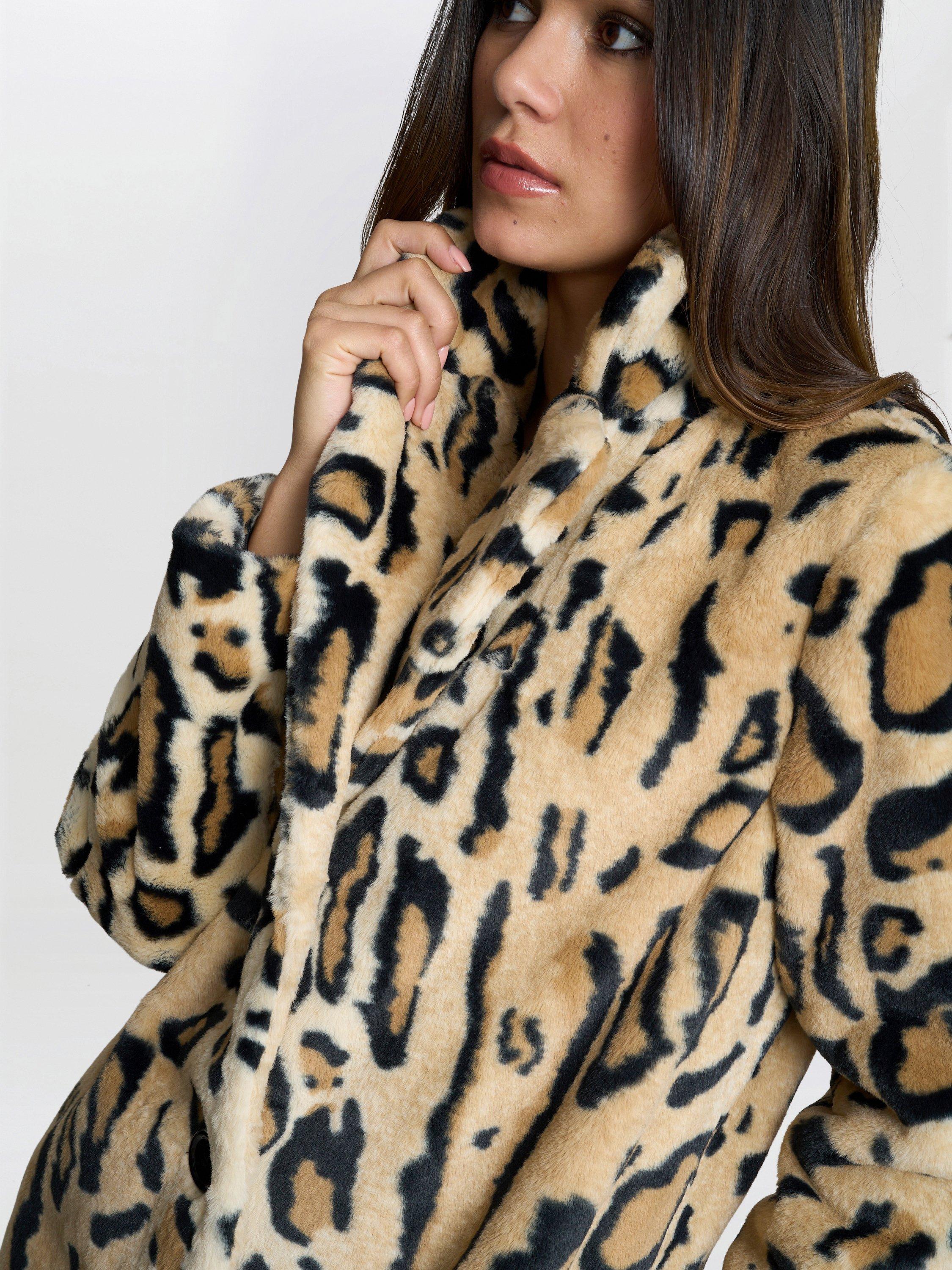 Gina Bacconi Madison Faux Fur Leopard Coat Multi