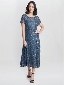 Gina Bacconi Andrea A-Line Dress, Steel Blue, Steel Blue