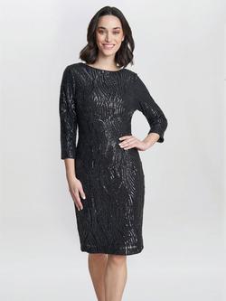 Gina Bacconi Angelina Sequin Dress, Charcoal, Charcoal