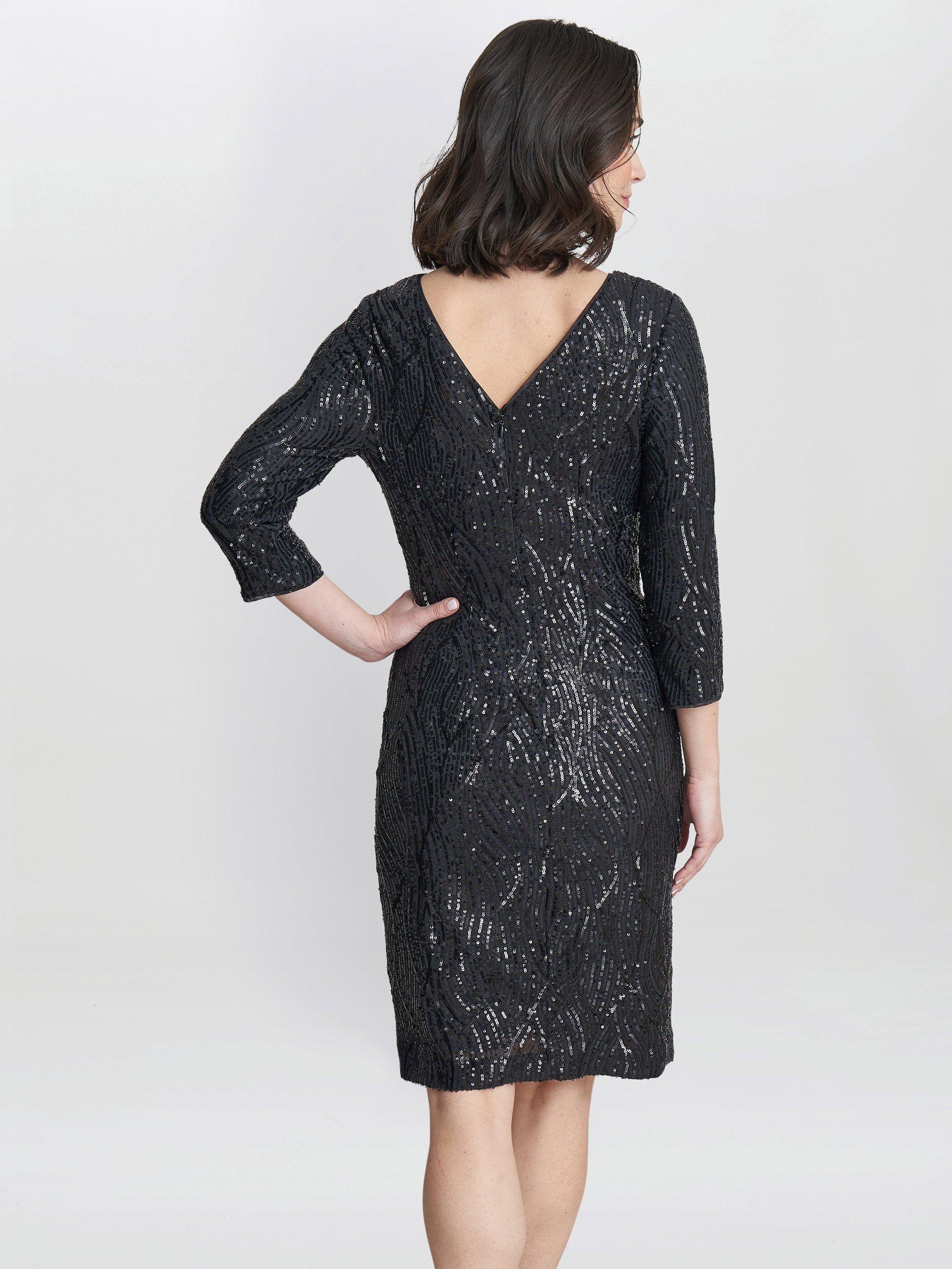 Product image 2 of 4, which shows Gina Bacconi Angelina Sequin Dress, Charcoal, 8