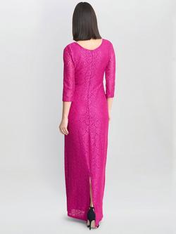 Gina Bacconi Fearne Lace Wrap Dress, Fuchsia - view 2, Fuchsia