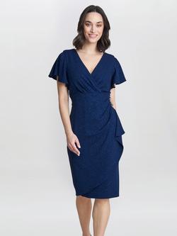 Gina Bacconi Glenda Metallic Midi Dress, Navy, Navy