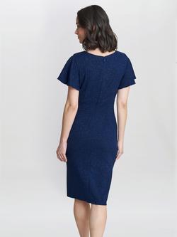 Gina Bacconi Glenda Metallic Midi Dress, Navy - view 2, Navy