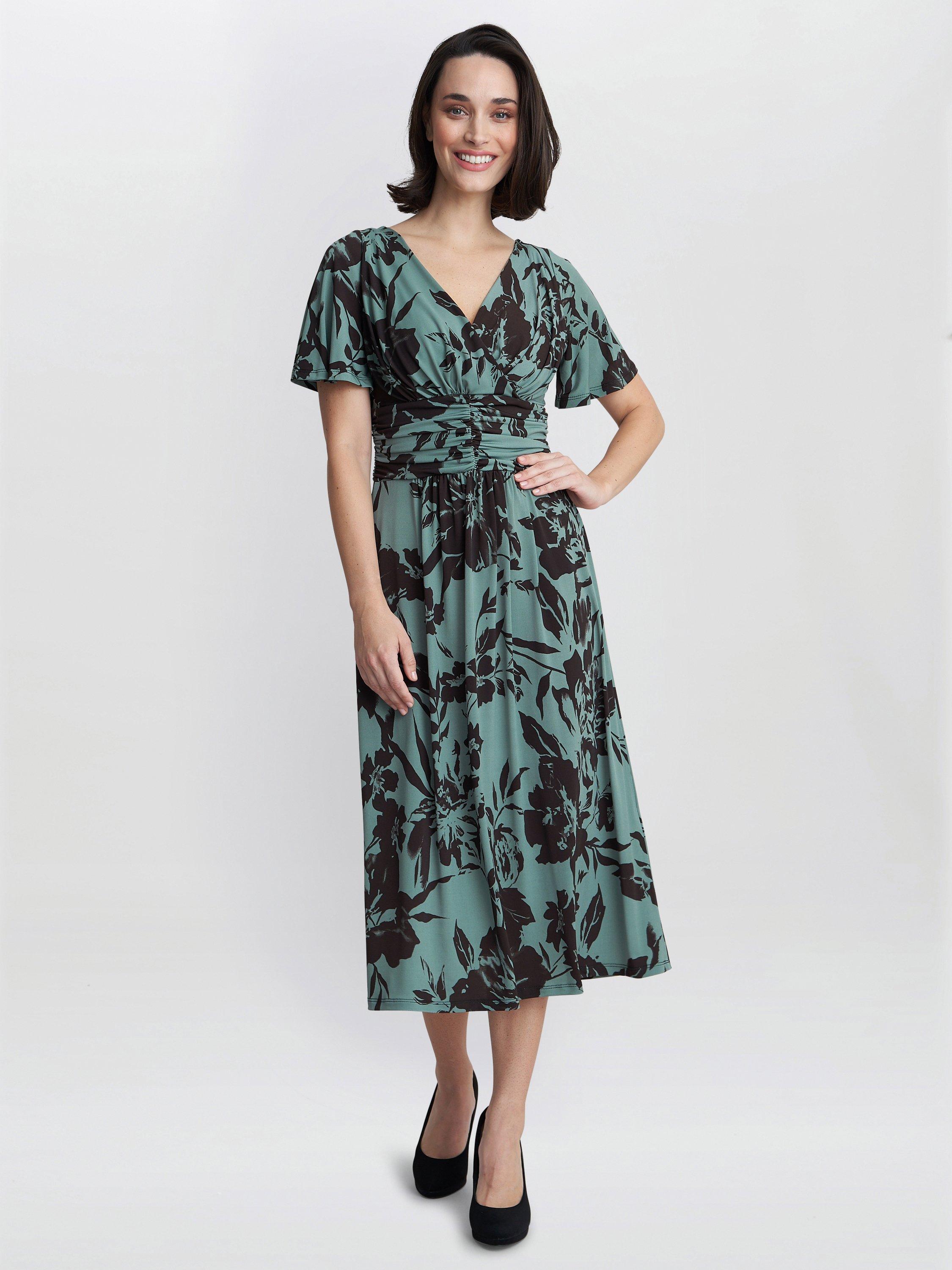 Product image 3 of 5, which shows Gina Bacconi Heidi Jersey Print Dress, Sage, 8