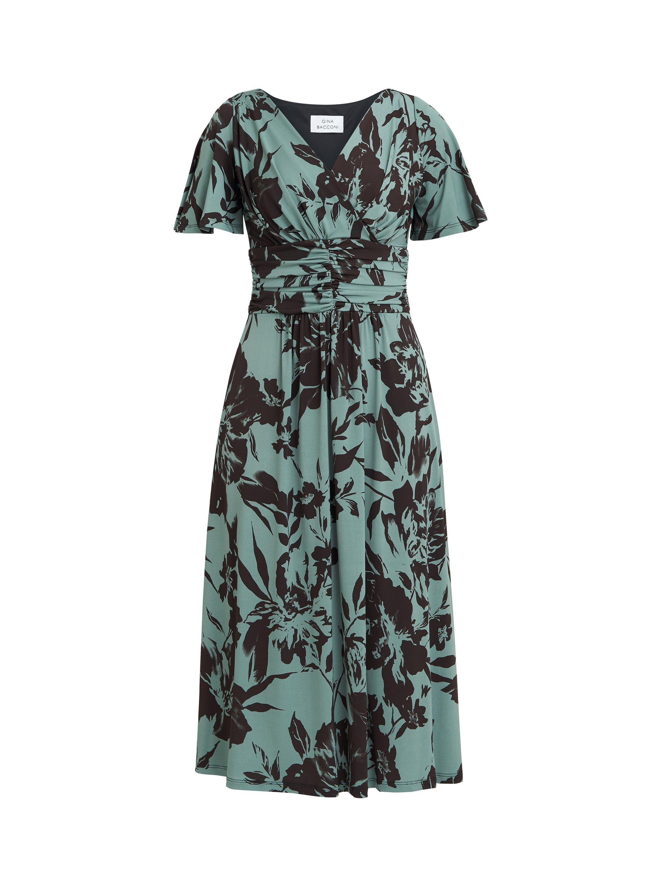 Product image 4 of 5, which shows Gina Bacconi Heidi Jersey Print Dress, Sage, 8