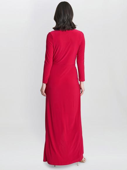 Gina Bacconi Hilary Jersey Wrap Maxi Dress, Navy - view 2, Magenta