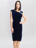 Gina Bacconi Justine Sleeveless Velvet Dress, Navy