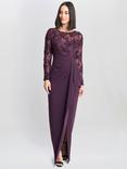 Gina Bacconi Keeley Lace Bodice Dress, Plum