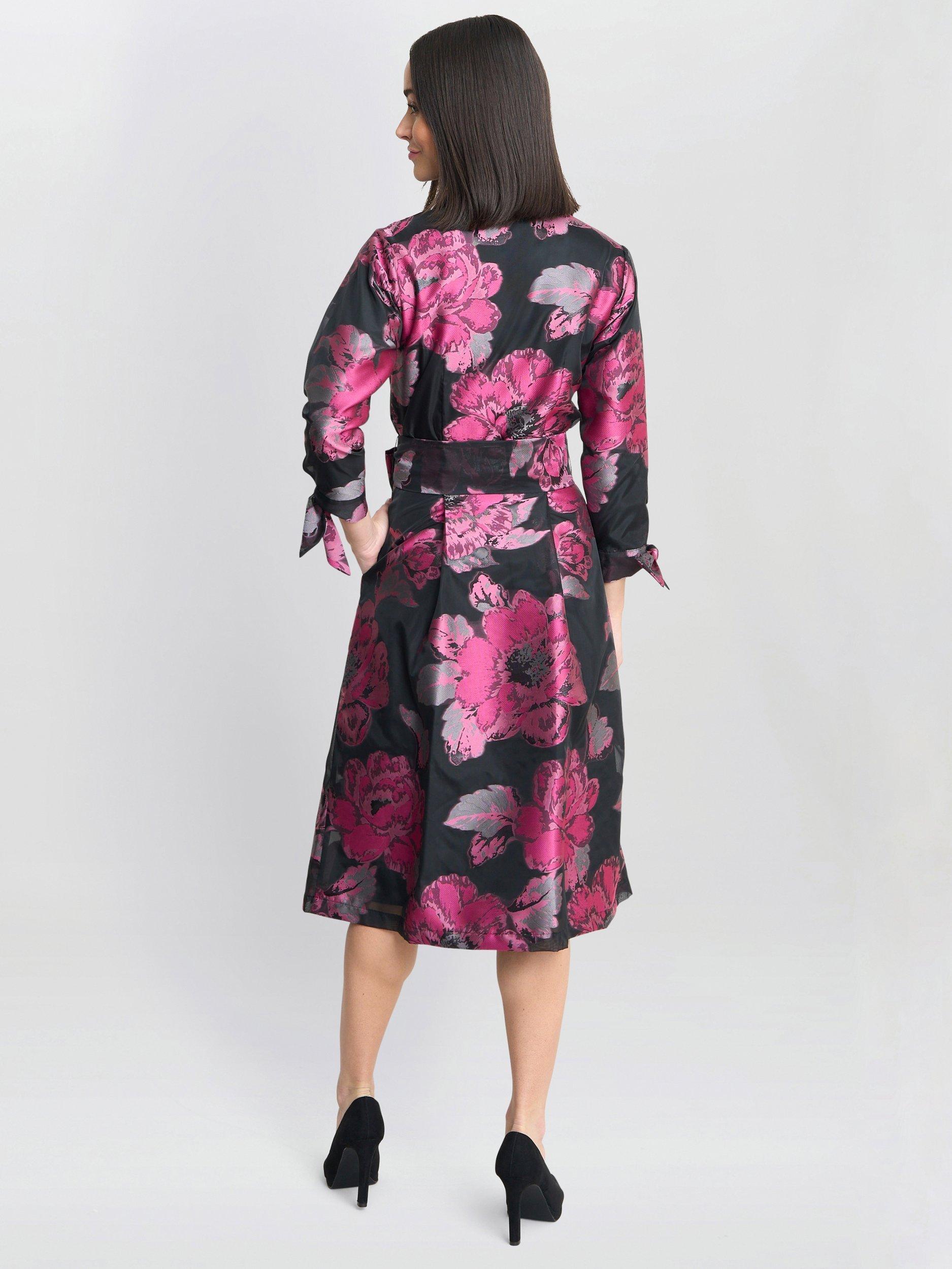 Product image 2 of 6, which shows Gina Bacconi Lauren Jacquard Shirt Dress, Black, 10