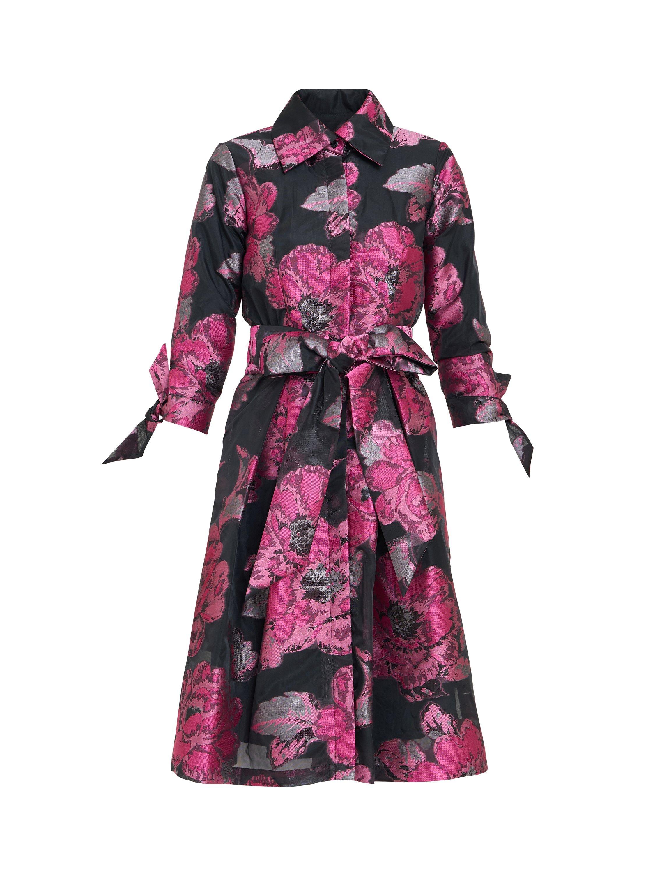 Product image 4 of 6, which shows Gina Bacconi Lauren Jacquard Shirt Dress, Black, 10