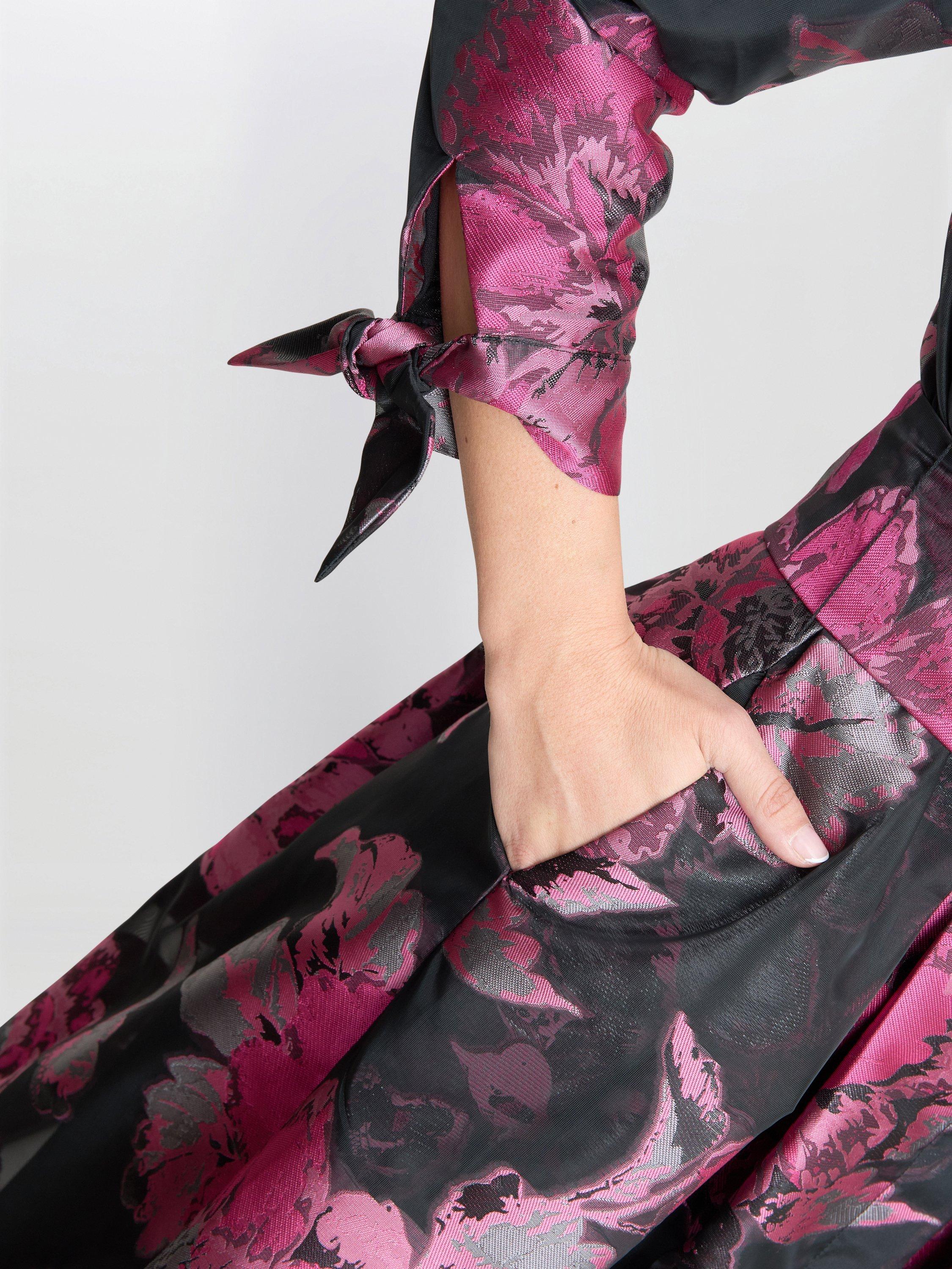 Product image 5 of 6, which shows Gina Bacconi Lauren Jacquard Shirt Dress, Black, 10