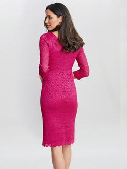 Gina Bacconi Melody Lace Wrap Dress, Turquoise - view 2, Fuchsia