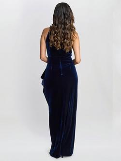 Gina Bacconi Naomi Beaded Velvet Dress, Navy - view 2, Navy