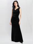 Gina Bacconi Selena Velvet Maxi Dress, Aubergine, Black
