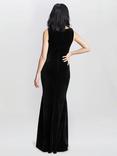 Gina Bacconi Selena Velvet Maxi Dress, Aubergine, Black