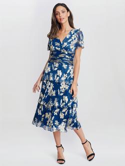 Gina Bacconi Simone Foil Print Dress, Royal, Royal