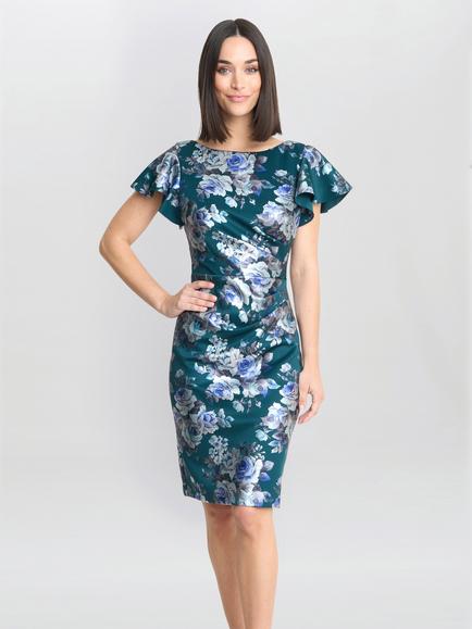 Gina Bacconi Wanda Floral Dress, Green, Green