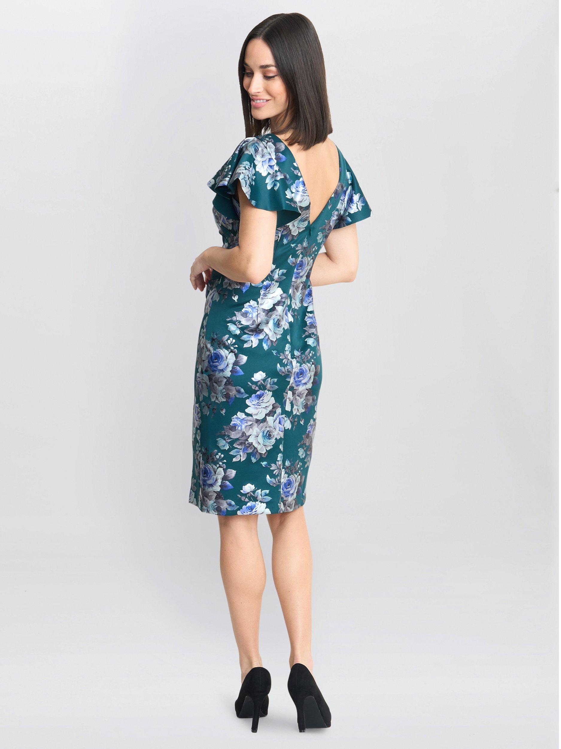 Product image 2 of 5, which shows Gina Bacconi Wanda Floral Dress, Green, 10