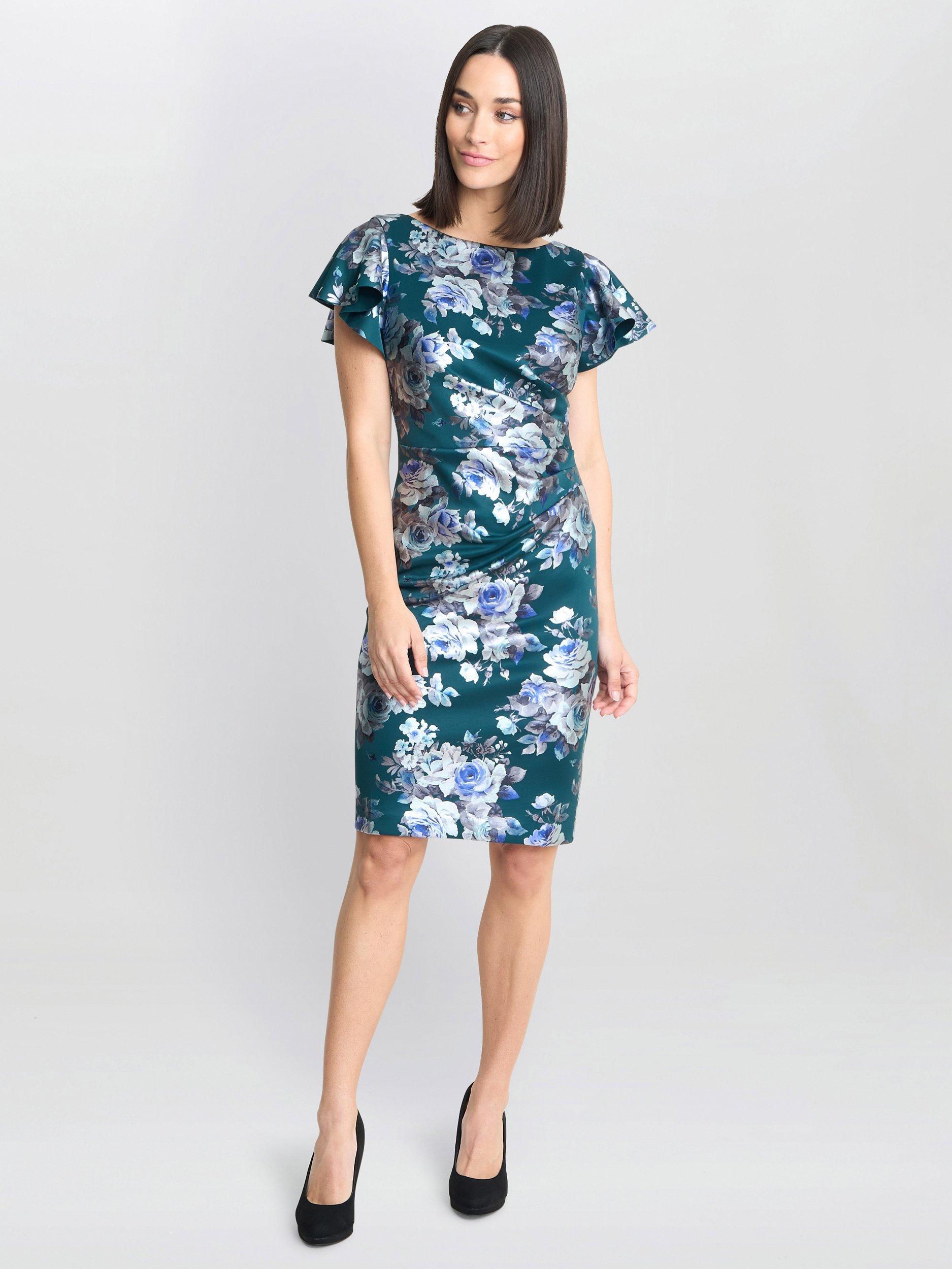 Product image 3 of 5, which shows Gina Bacconi Wanda Floral Dress, Green, 10