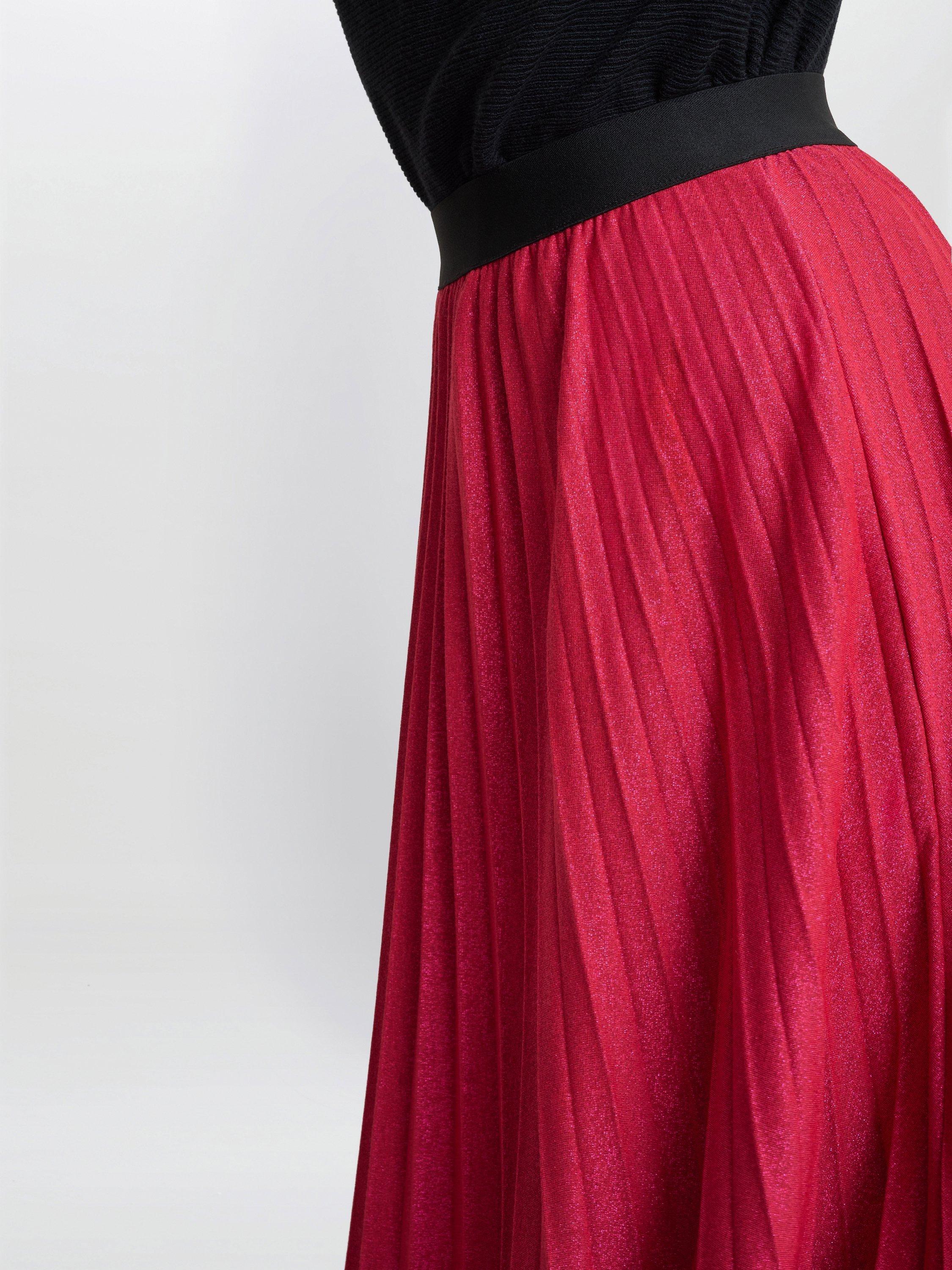 Product image 5 of 6, which shows Gina Bacconi Ismay Metallic Skirt, Red, M