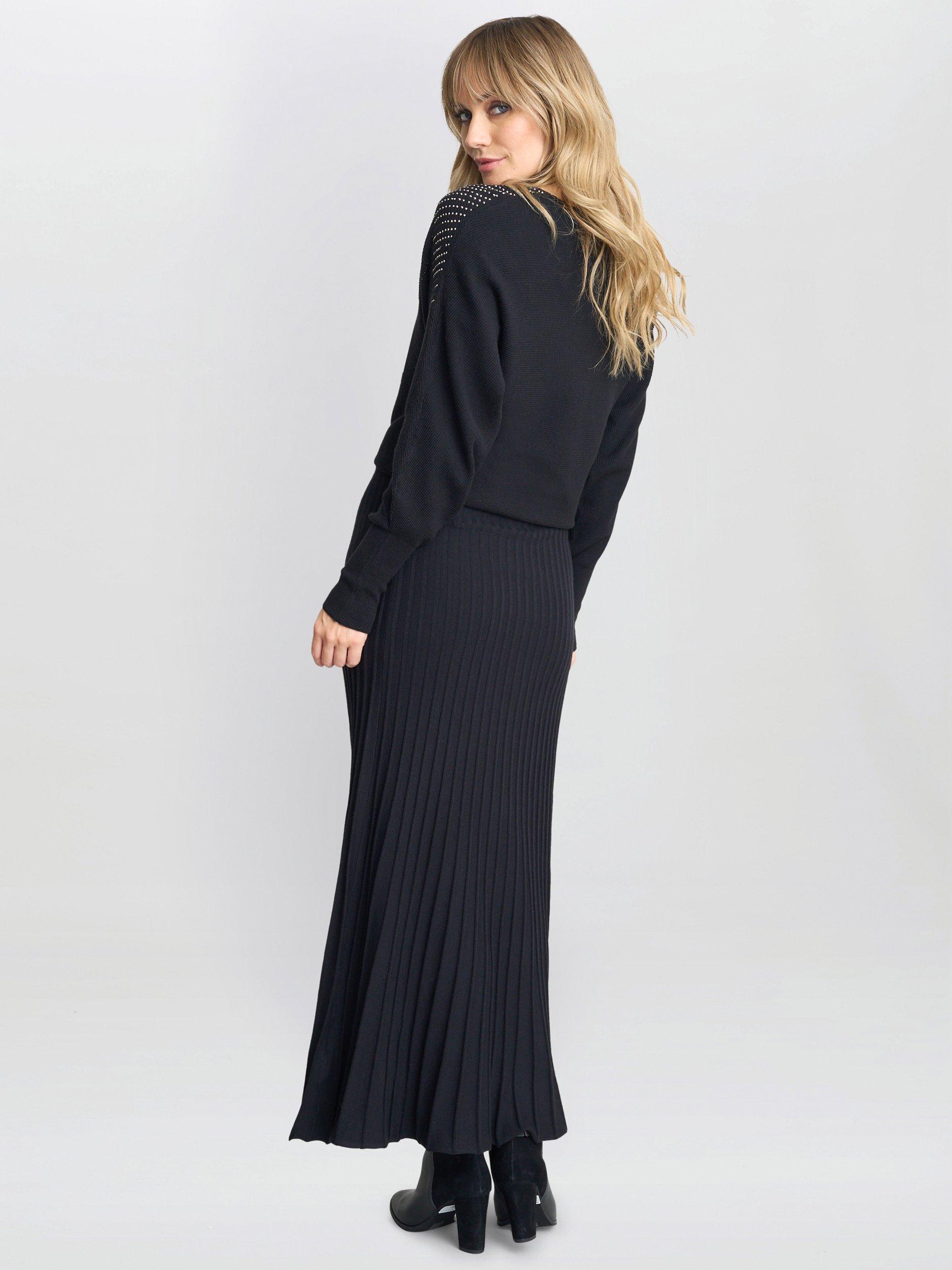 Product image 2 of 5, which shows Gina Bacconi Batwing Diamante Jumper, Black, S