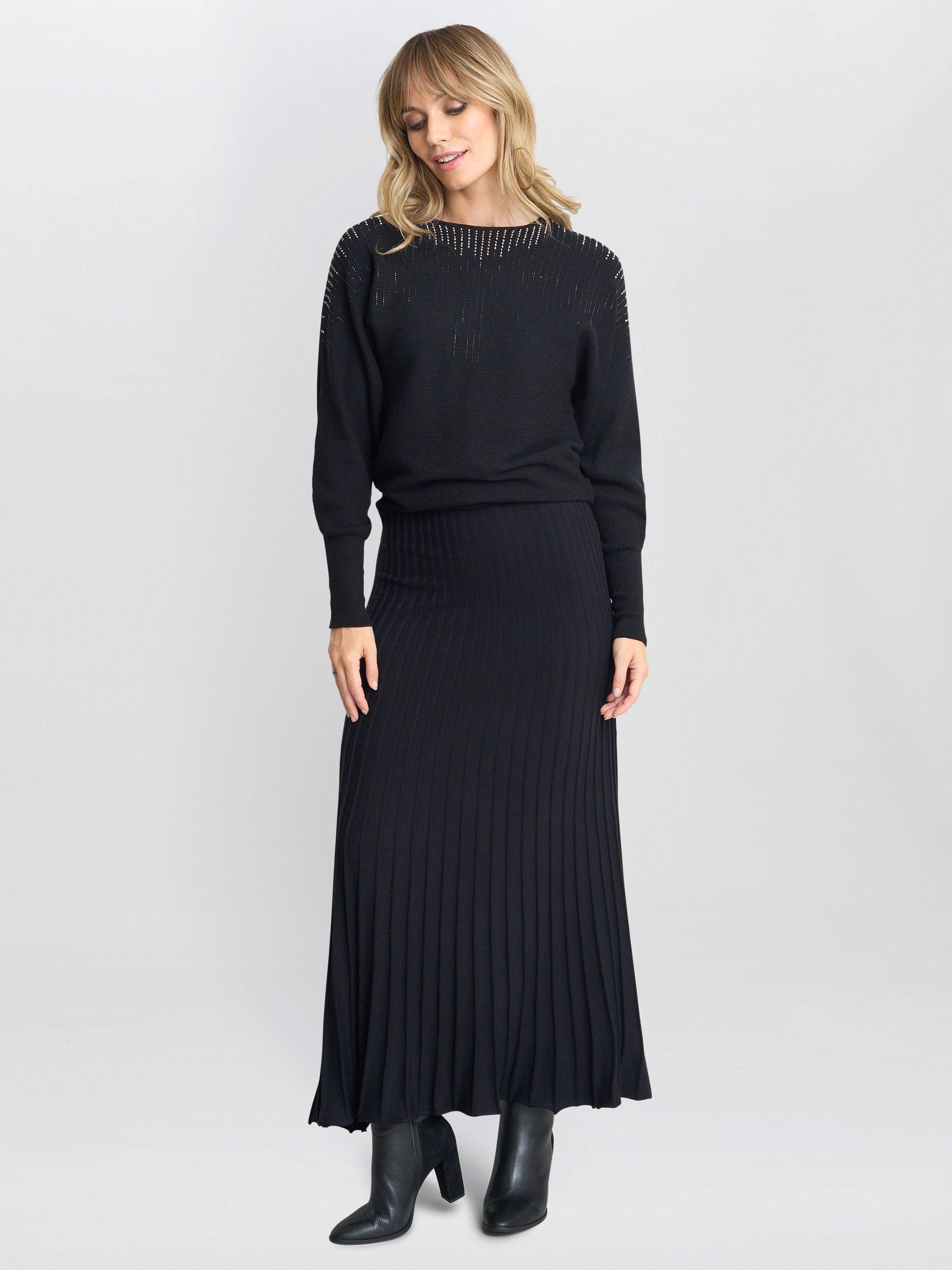 Product image 3 of 5, which shows Gina Bacconi Batwing Diamante Jumper, Black, S