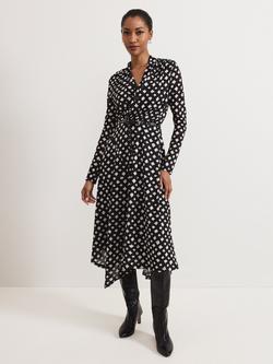 Phase Eight Caitlin Belted Midi Dress, Black/White, Black/White