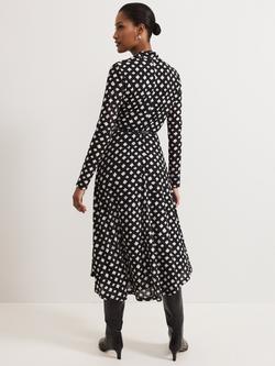 Phase Eight Caitlin Belted Midi Dress, Black/White - view 2, Black/White