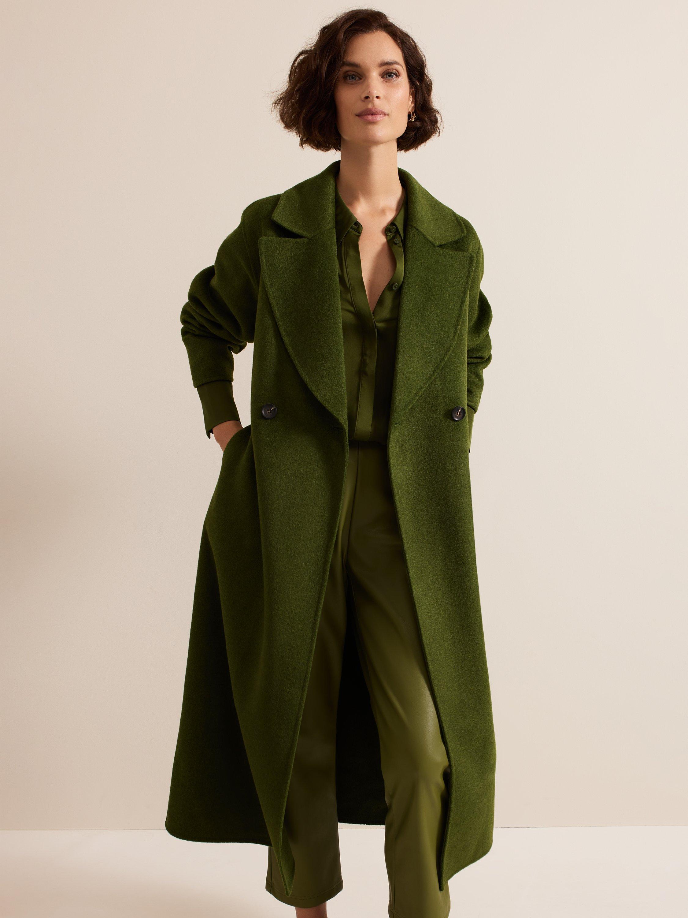 Phase Eight Darcy Double Faced Wool Blend Coat Olive Green