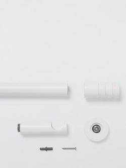 John Lewis Fixed Eyelet Metal Curtain Pole Kit with Barrel Finial, Dia.28mm - view 2, Matte White