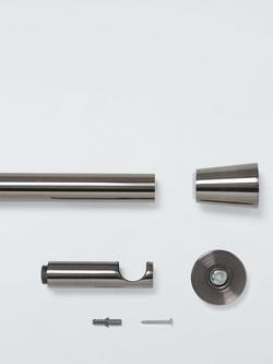 John Lewis Fixed Eyelet Metal Curtain Pole Kit with Cone Finial, Dia.28mm - view 2, Pewter