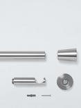John Lewis Fixed Eyelet Metal Curtain Pole Kit with Cone Finial, Dia.28mm, Brushed Nickel