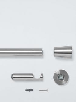 John Lewis Fixed Eyelet Metal Curtain Pole Kit with Cone Finial, Dia.28mm - view 2, Brushed Nickel