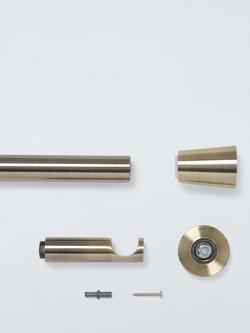 John Lewis Fixed Eyelet Metal Curtain Pole Kit with Cone Finial, Dia.28mm - view 2, Antique Brass