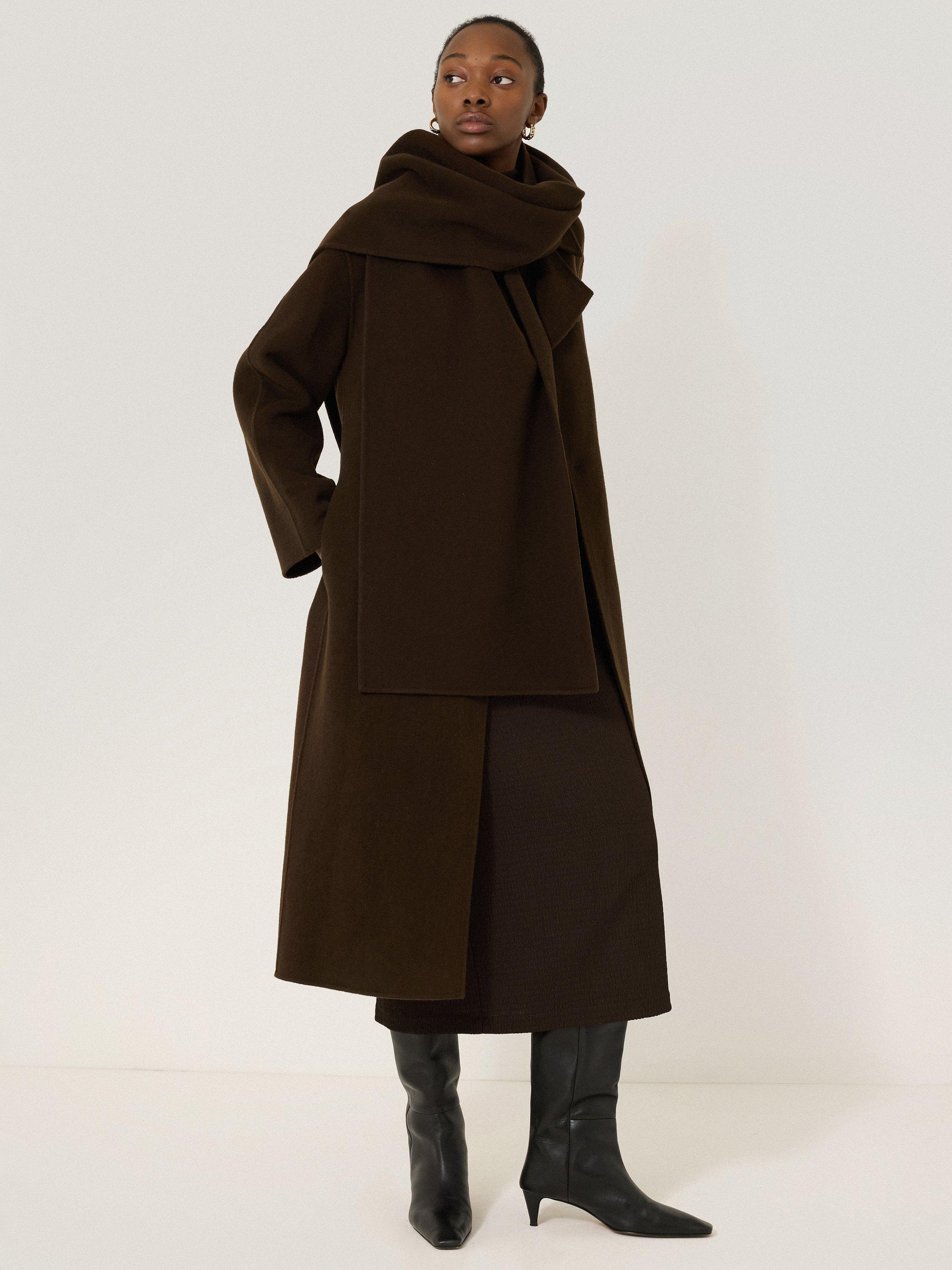 Product image 2 of 4, which shows Jigsaw Double Faced Woven Wool Scarf, Brown, One Size