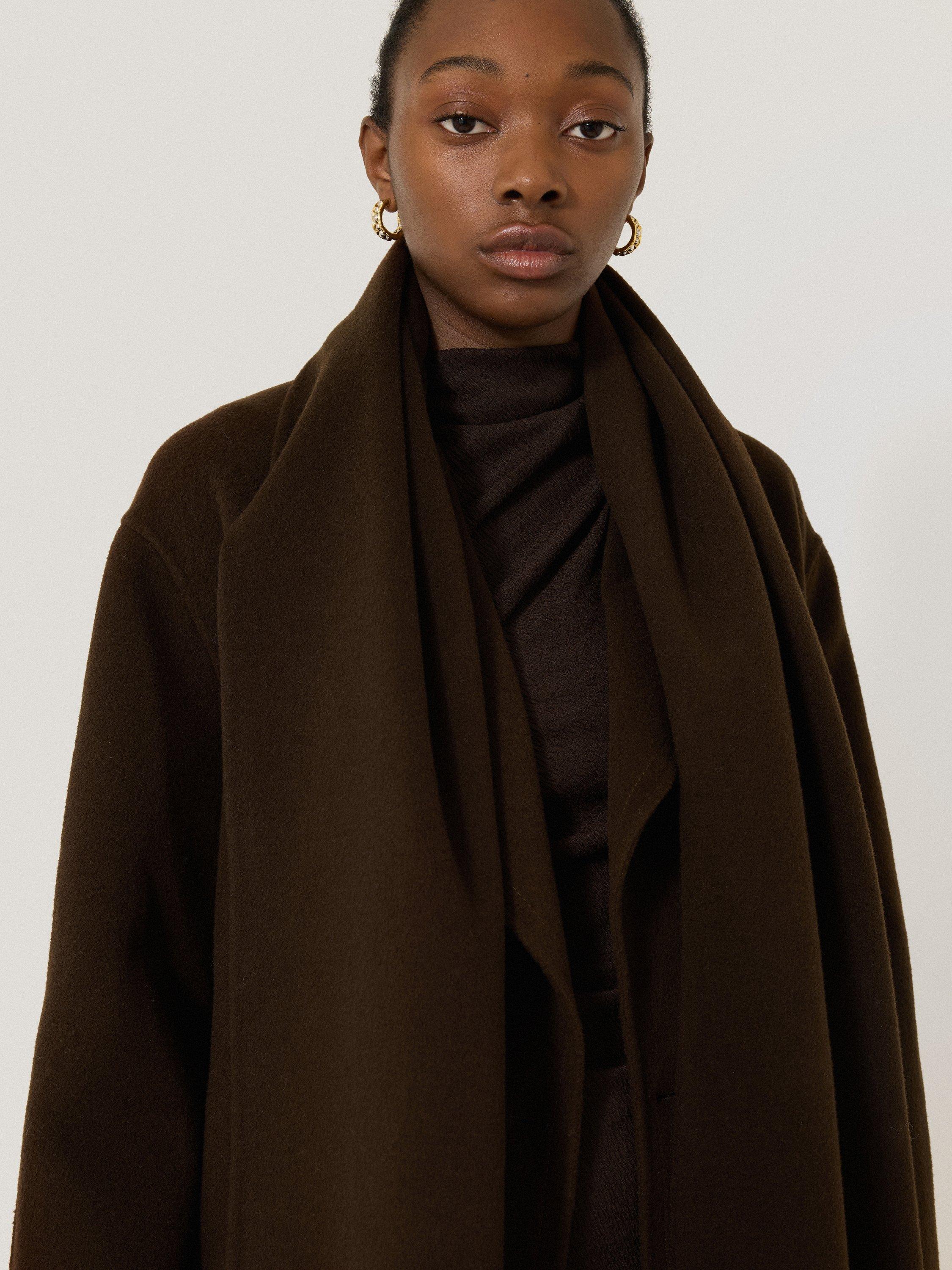 Product image 3 of 4, which shows Jigsaw Double Faced Woven Wool Scarf, Brown, One Size