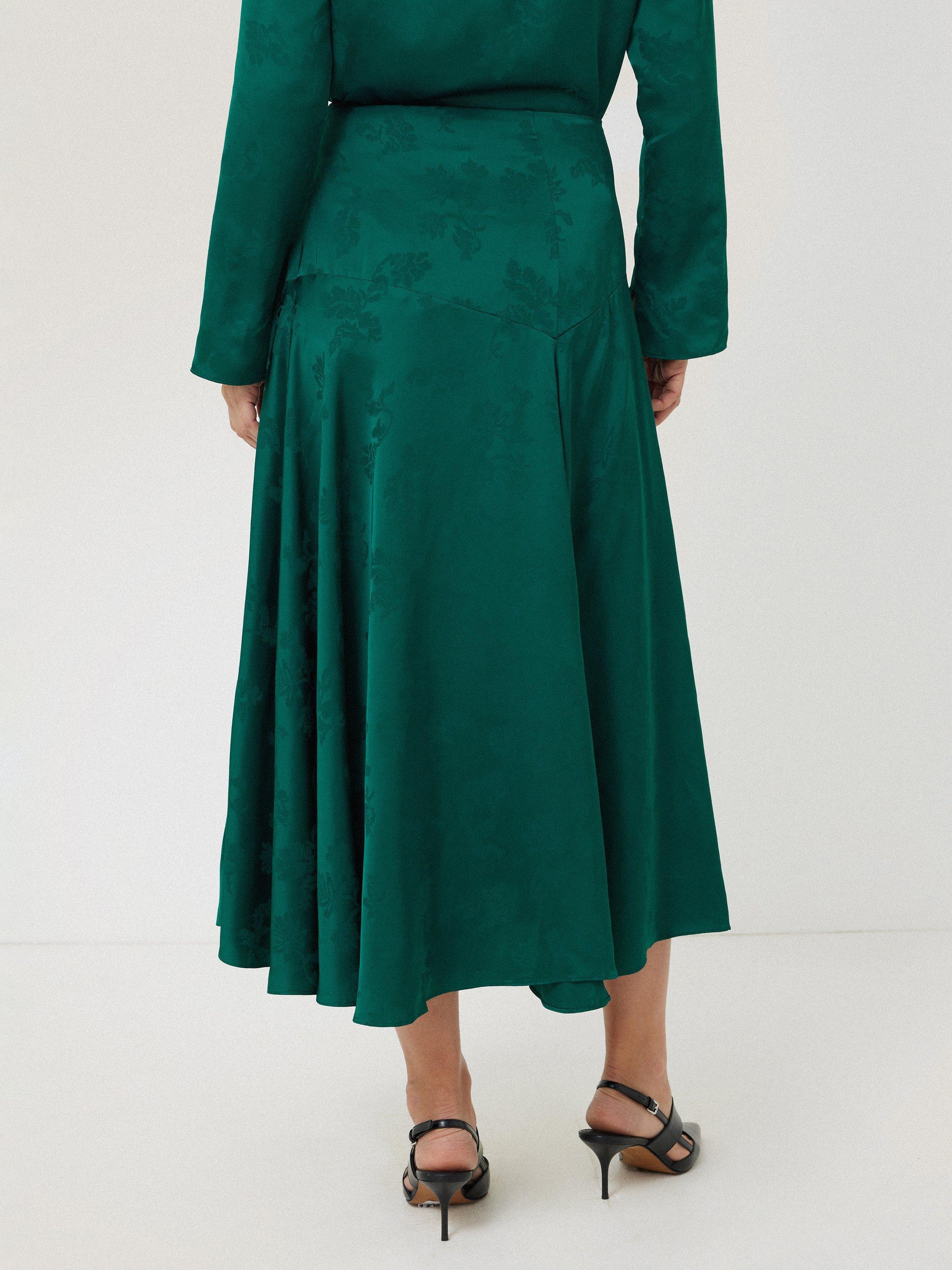 Product image 3 of 6, which shows Jigsaw Floral Jacquard Midi Skirt, Green, 8