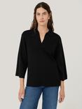 Jigsaw Wool Blend Knitted Kaftan Top, Black