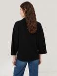 Jigsaw Wool Blend Knitted Kaftan Top, Black