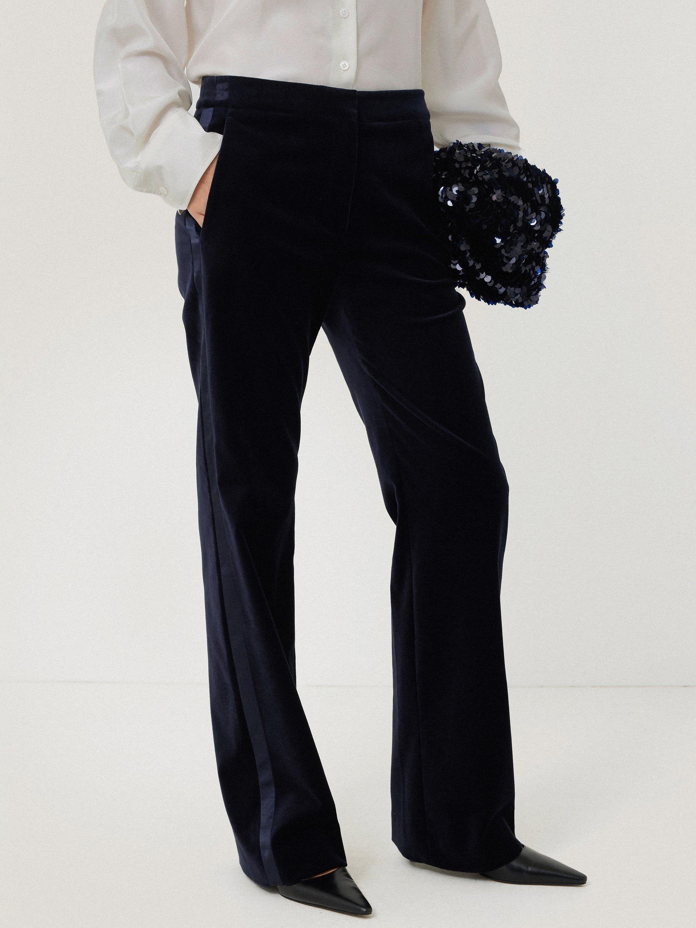 Jigsaw Mason Velvet Tailored Trousers, Navy