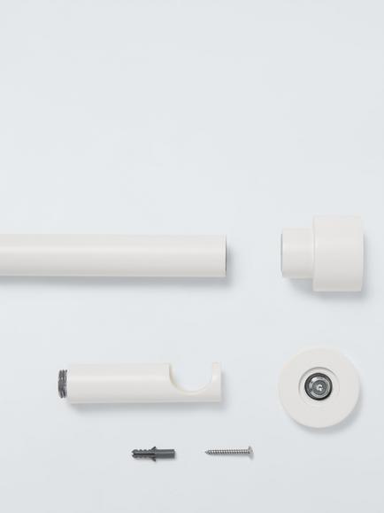 John Lewis Fixed Eyelet Metal Curtain Pole Kit with Stud Finial, Dia.28mm - view 2, Matte White
