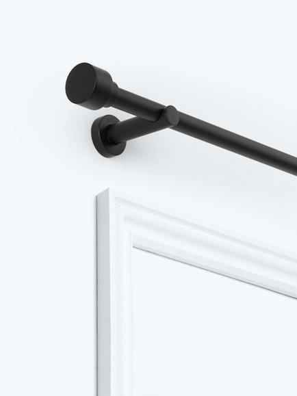 John Lewis Fixed Eyelet Metal Curtain Pole Kit with Stud Finial, Dia.28mm, Matte Black
