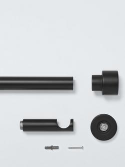 John Lewis Fixed Eyelet Metal Curtain Pole Kit with Stud Finial, Dia.28mm - view 2, Matte Black