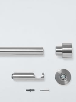 John Lewis Fixed Eyelet Metal Curtain Pole Kit with Stud Finial, Dia.28mm - view 2, Brushed Nickel