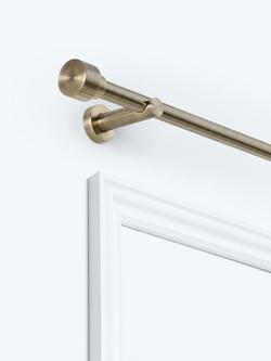 John Lewis Fixed Eyelet Metal Curtain Pole Kit with Stud Finial, Dia.28mm, Antique Brass