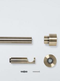 John Lewis Fixed Eyelet Metal Curtain Pole Kit with Stud Finial, Dia.28mm - view 2, Antique Brass