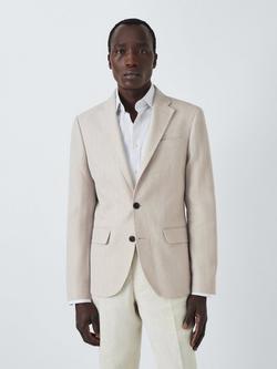 John Lewis Stoford Herringbone Regular Fit Blazer, Natural, Natural